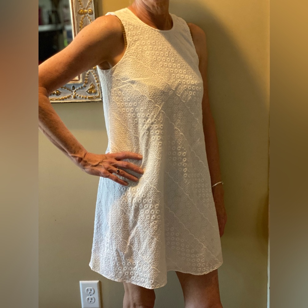 NWOT Calvin Klein white all that white dress eyelit dress